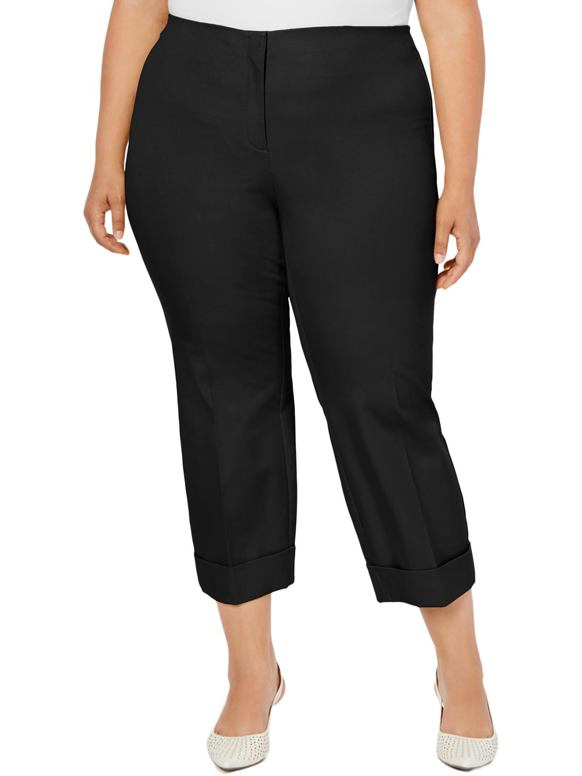 Alfani Women's Comfort Waist Cuffed Ankle Pants Black Size Petite Small