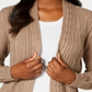 Karen Scott Women's Cable Knit Cardigan Chesnut Size Petite S