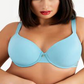 Mesh Trim Women's Microfiber T Shirt Bra Blue- Size 40 DDD