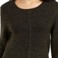 Alfani Women's Pinstripe Cuffed Jewel Neck Top Black Size Petite Large