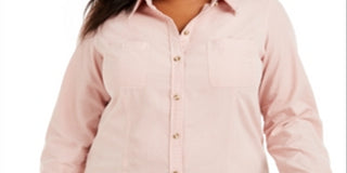 Charter Club Women's Cotton Corduroy Shirt Pink Size 0X