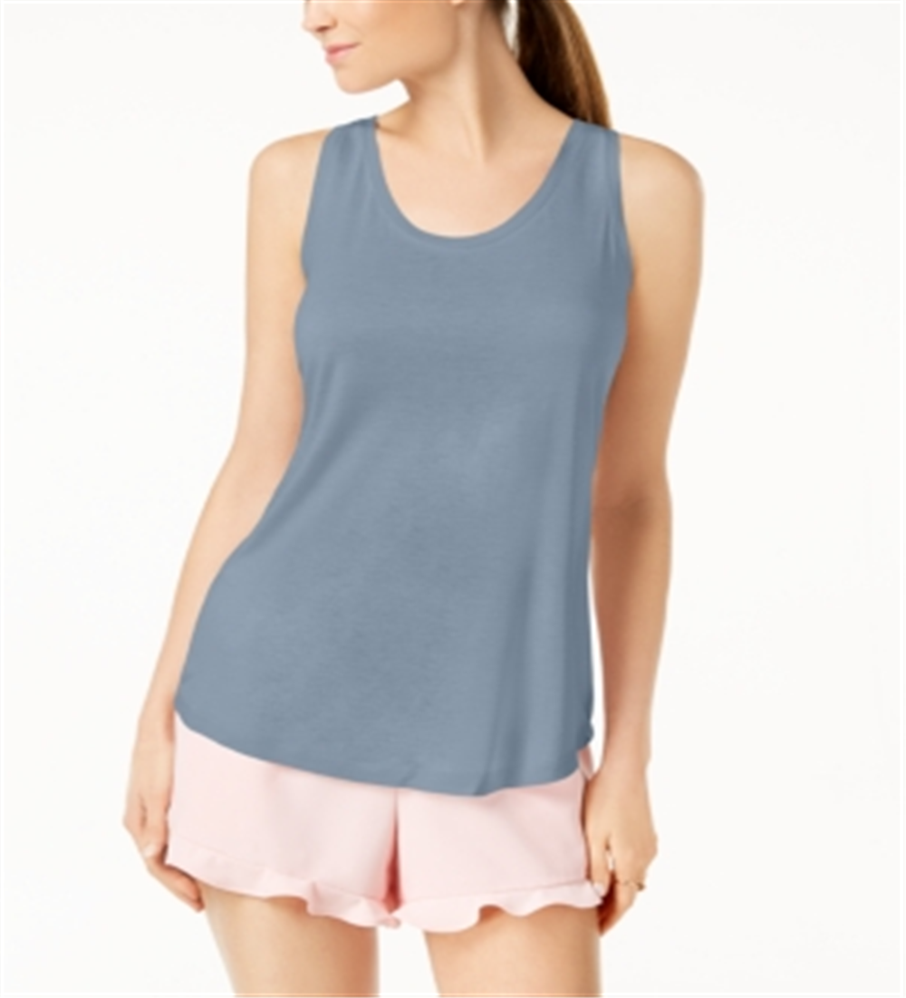Maison Jules Women's Scoop Neck Tank Blue Size Medium