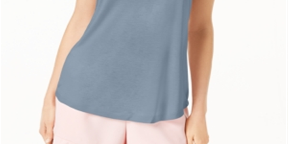 Maison Jules Women's Scoop Neck Tank Blue Size Medium