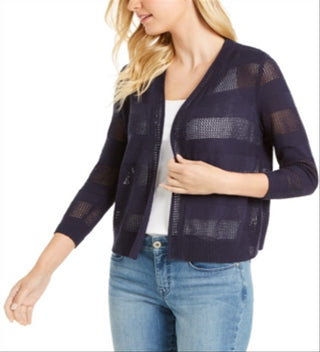 Charter Club Women's Open Front Cardigan Blue Size Large