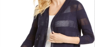 Charter Club Women's Open Front Cardigan Blue Size Large
