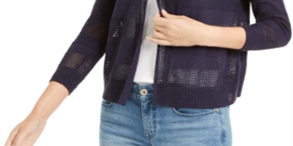 Charter Club Women's Open Front Cardigan Blue Size Large