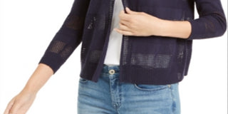 Charter Club Women's Open Front Cardigan Blue Size Large