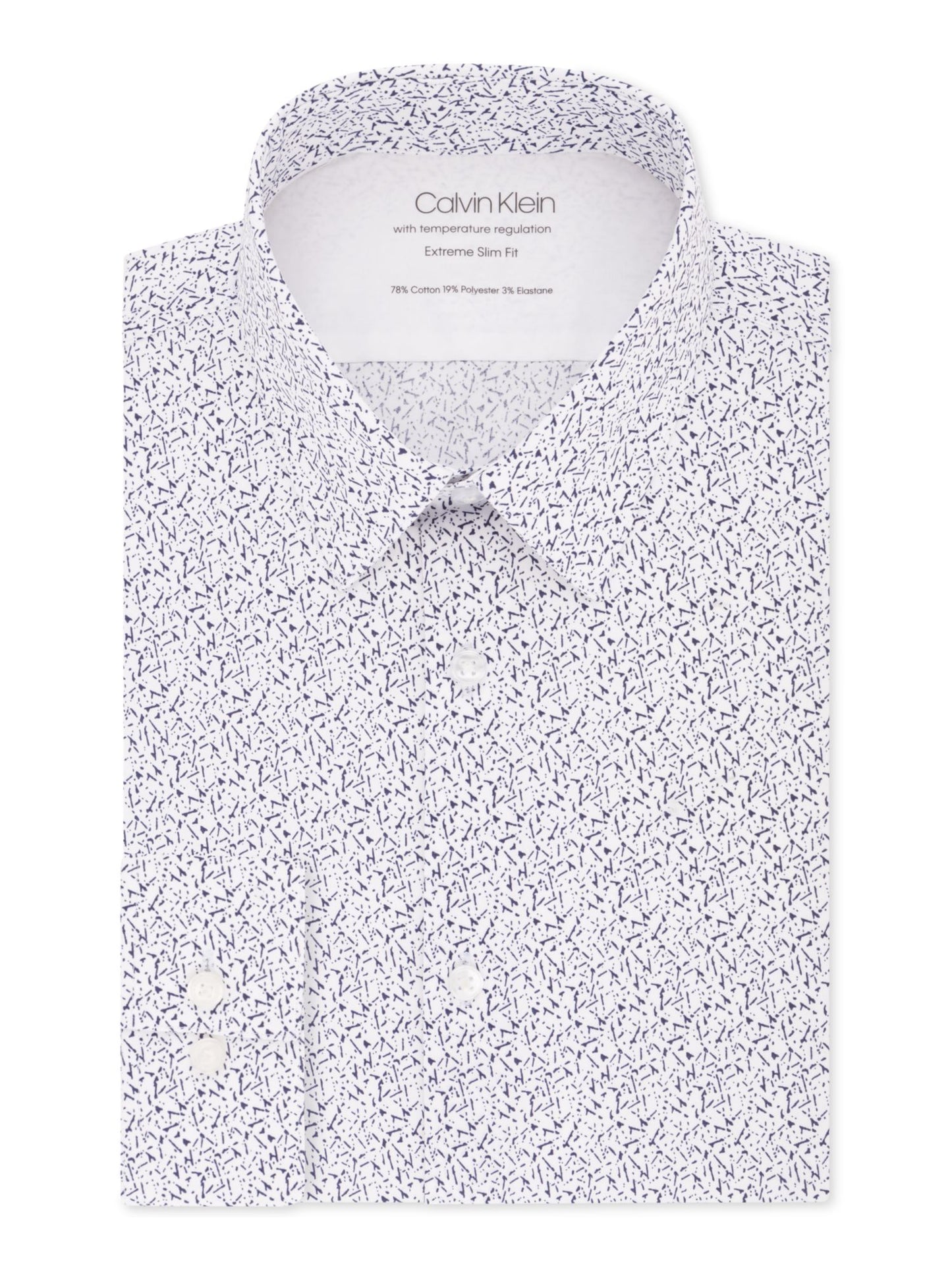 Calvin Klein Men's Extreme Slim Fit Print Button Down Shirt White Size M