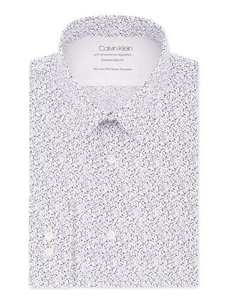 Calvin Klein Men's Extreme Slim Fit Print Button Down Shirt White Size M