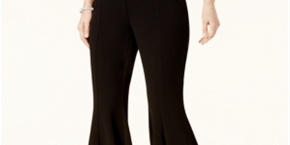 INC International Concepts Women's Tulip Hem Flare Pants Black Size 2 Petite