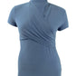 DKNY Women's Surplice Neck Ruched Top Blue Size XX-Large