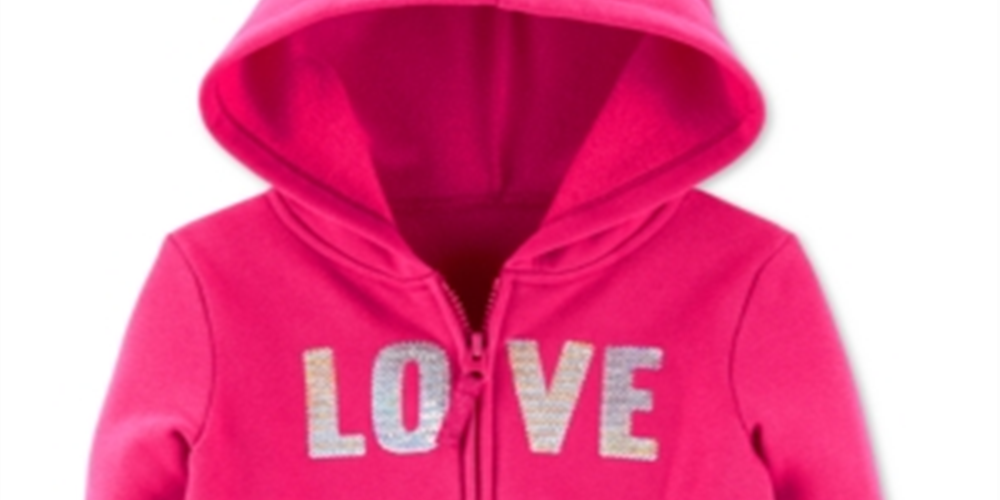 Carter's Toddler Girl's Sequin Love Zip up Fleece Hoodie Pink Size 5T