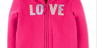 Carter's Toddler Girl's Sequin Love Zip up Fleece Hoodie Pink Size 5T