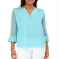 Charter Club Women's Split Sleeve Solid Knit Top Blue Size Large