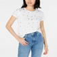 Maison Jules Women's Metallic Polka Dot T-Shirt White Size Medium