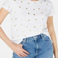 Maison Jules Women's Metallic Polka Dot T-Shirt White Size Medium