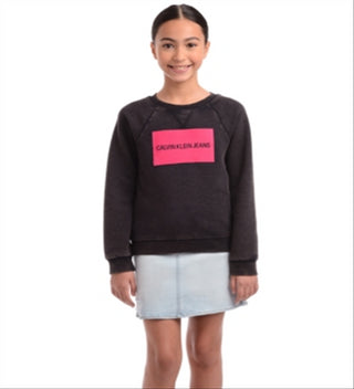 Calvin Klein Big Girl's Logo Sweatshirt Black Size 12-14
