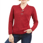 Karen Scott Women's Cotton Marled Henley Sweater Red Size X-Small