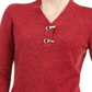 Karen Scott Women's Cotton Marled Henley Sweater Red Size X-Small