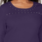 Karen Scott Women's Scoop Neck Studded Top Purple Size X-Small