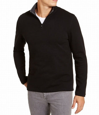 Alfani Men's Solid Quarter Zip Sweater Black Size Small