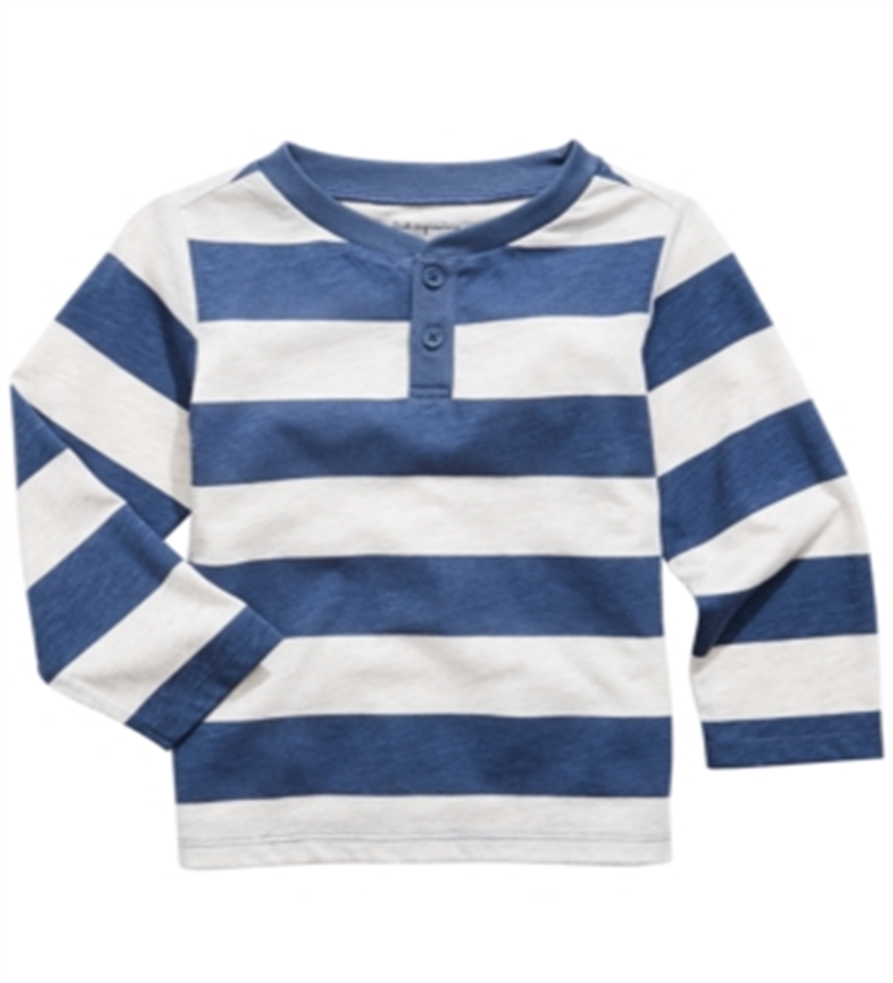First Impressions Toddler Boy's Striped Henley T-Shirt Blue Size 2T