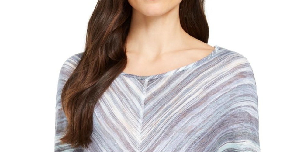Style & CoWomen's Tie Front Striped Blouse Blue Size Large