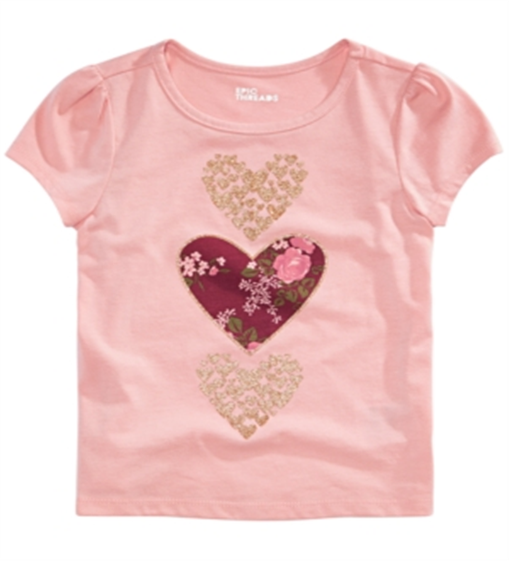 Epic Threads Toddler Girl's Stacked Hearts T-Shirt Pink Size 3T REG