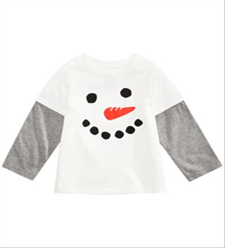 First Impressions Baby Boy's Snowman Print Layered Look Cotton T-Shirt White Size 3-6 Months