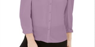 Bar III Women's Puff Sleeve Button up Blouse Pink Size X-Small