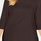 Karen Scott Women's Cotton Boat Neck 3/4 Sleeve Knit Top Brown Size Small