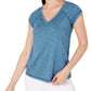 Ideology Women's Essential Heathered V Neck Pullover Top Blue Size Large