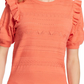 Ella Moss Women's Emilia Ruffle Sleeve Sweater Orange Size M