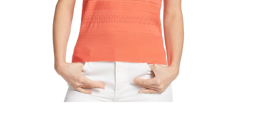 Ella Moss Women's Emilia Ruffle Sleeve Sweater Orange Size M