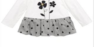 First Impressions Baby Girl's Flowers Houndstooth Polka Dot Peplum T-Shirt White Size 24MOS