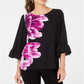 Alfani Women's Bell Sleeve Floral Print Top Fuchsia - Black Size Petite S