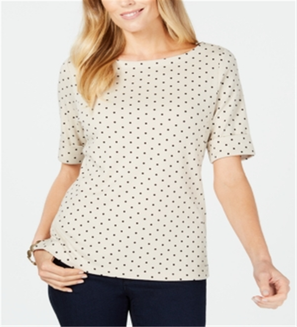 Karen Scott Women's Elbow Sleeve Top BlueSize Petite S