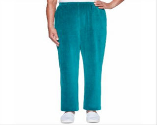 Alfred Dunner Women's Idea Velour Casual Pants Teal Size Petite L
