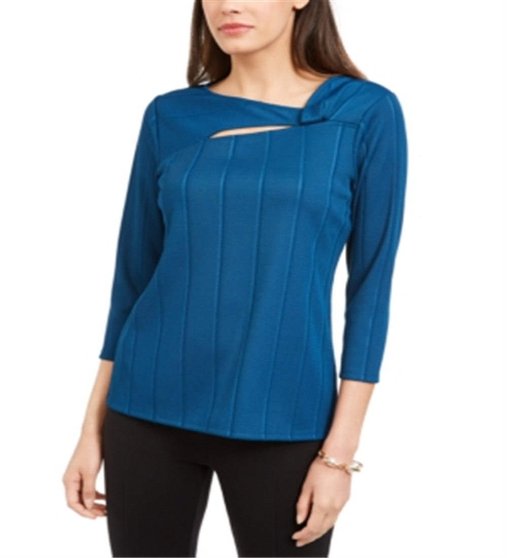 Alfani Women's Solid Twist Neck Top Green Size Petite Small