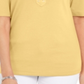 Karen Scott Women's Cotton Lace up Elbow Sleeve Top  Yellow Size Small