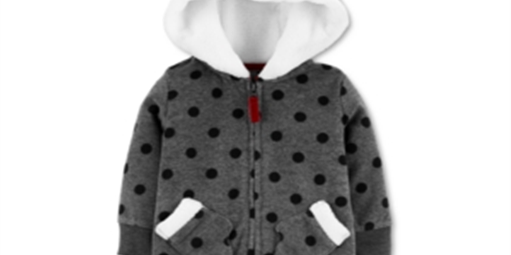 Carter's Girl's Polka Dot Hooded Fleece Playsuit Gray Size 9MOS