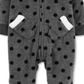 Carter's Girl's Polka Dot Hooded Fleece Playsuit Gray Size 9MOS