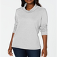 Karen Scott Women's Sport Cowl Neck Top Gray Size Small