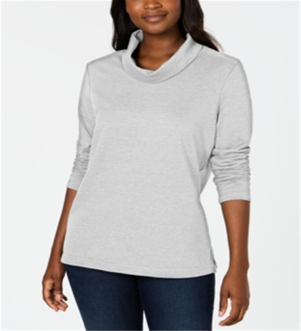 Karen Scott Women's Sport Cowl Neck Top Gray Size Small