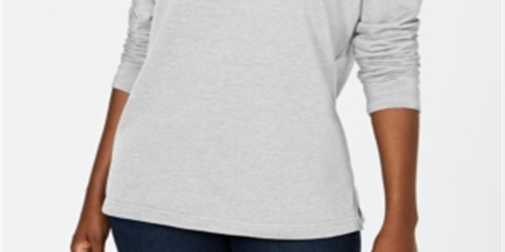 Karen Scott Women's Sport Cowl Neck Top Gray Size Small