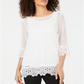 Alfani Women's Crochet Lace Top White Size Petite Medium