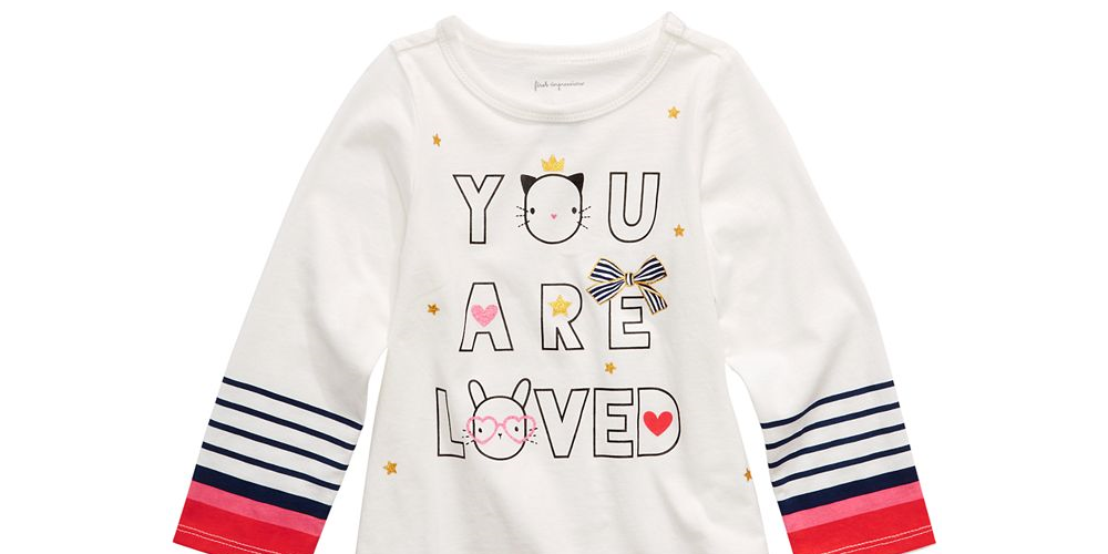 First Impressions Baby Girl's Cotton Long-Sleeve Graphic Print T-Shirt White Size 18MOS