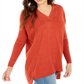Style & Co Women's V Neck Tunic Sweater Orange Size X-Small