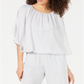 Alfani Women's Satin Bubble Hem Top Silver Size Petite XL
