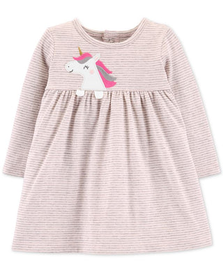 Carter's Baby Girl's Long Sleeve Babydoll Dress Pink Size 18MOS